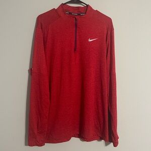 Nike Men's Red Long Sleeve 3/4 Zip Pullover EUC